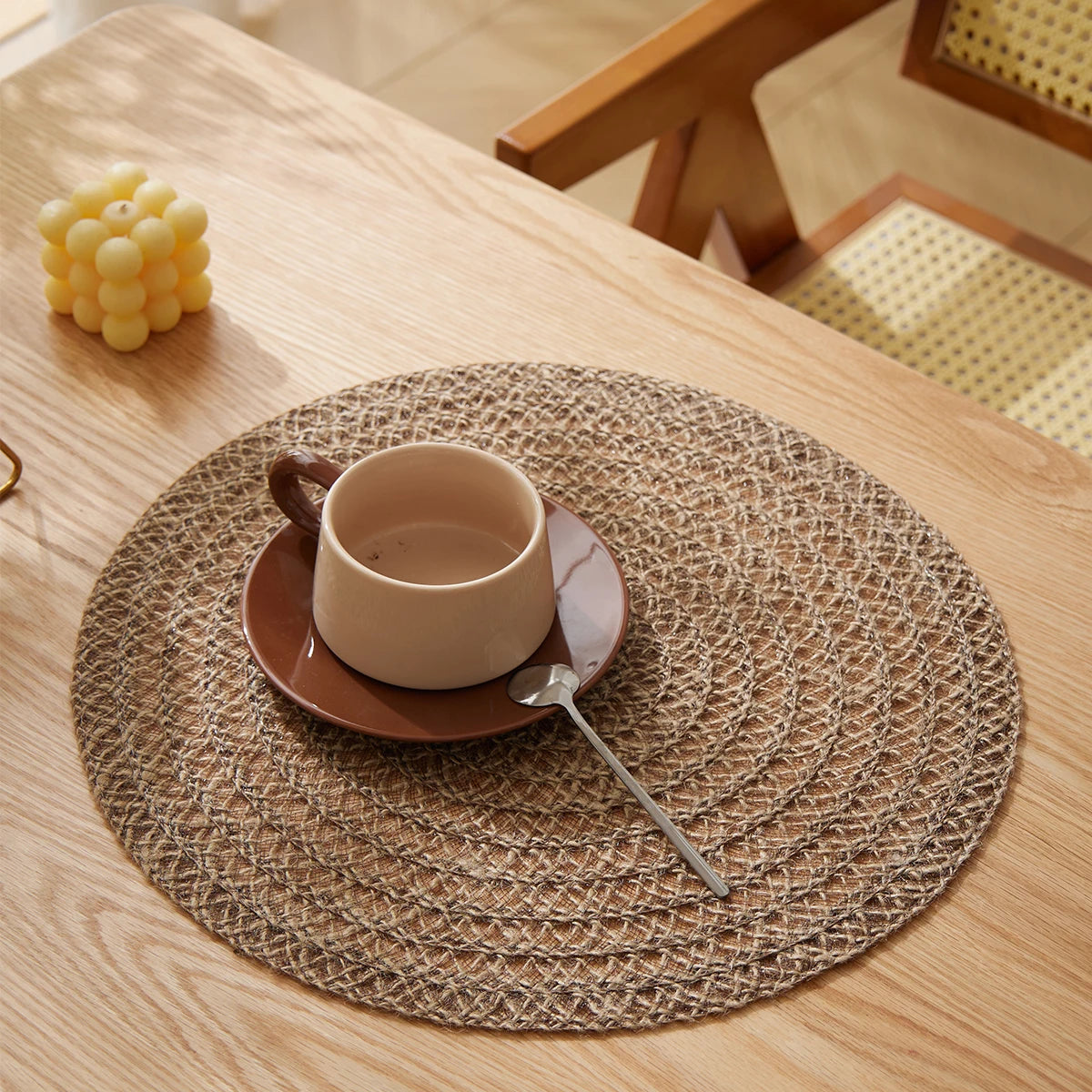 Round Jute Table Mats, Rustic Woven, Set of 6, view 4