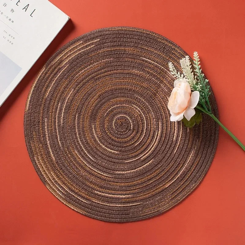Linen Cotton Woven Round Dining Placemat