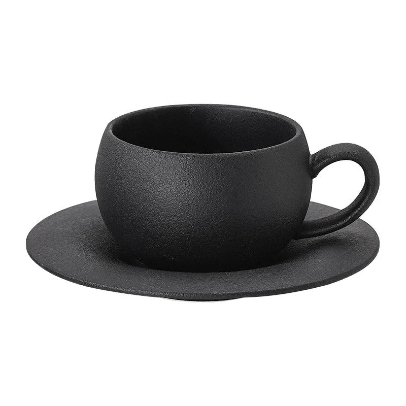 Japanese Black and White Stone Coffee Cup Set