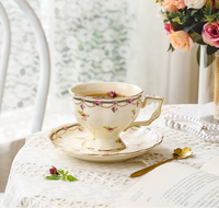 Porcelain Tea Cup and Saucer 230 ml Ivory Rose Garland