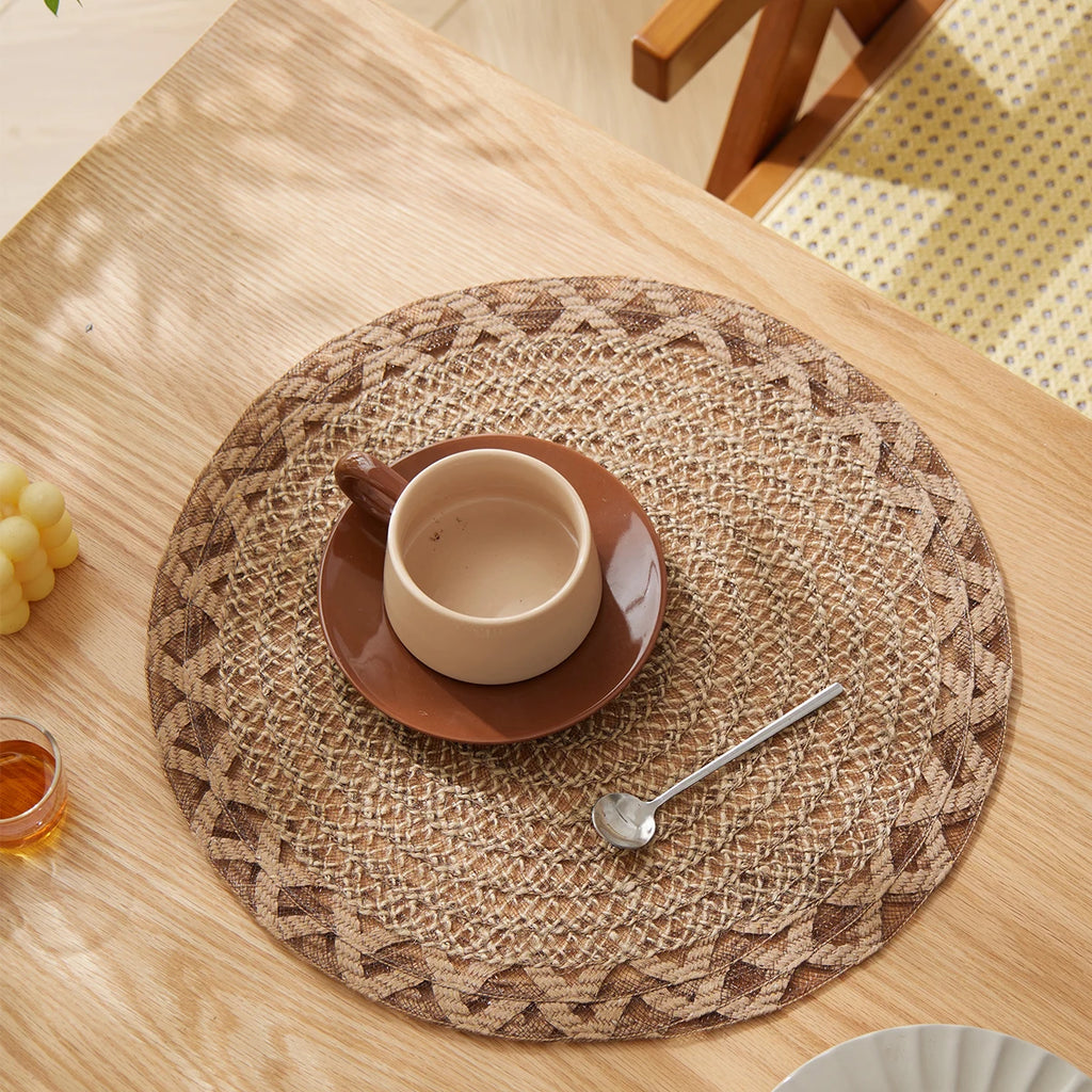 Round Jute Table Mats, Natural Woven, Set of 6, view 3