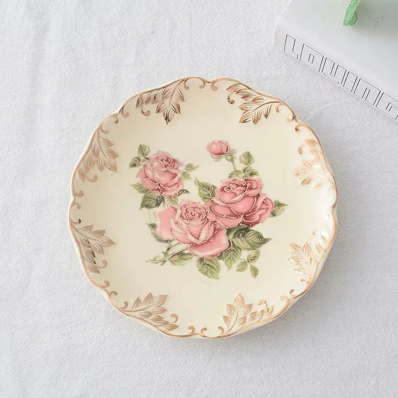 Ceramic Tea Cup Saucer and Spoon Set Ivory Rose Carving, view 4