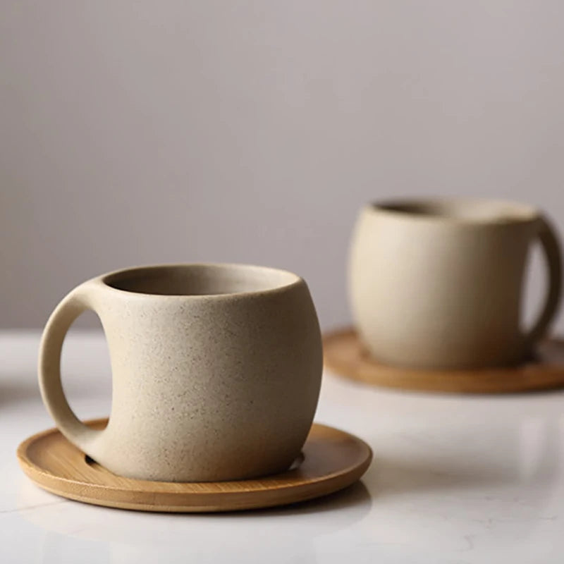 Ceramic Coffee Cup and Saucer Set, Ergonomic Handle, 220 ml, view 3