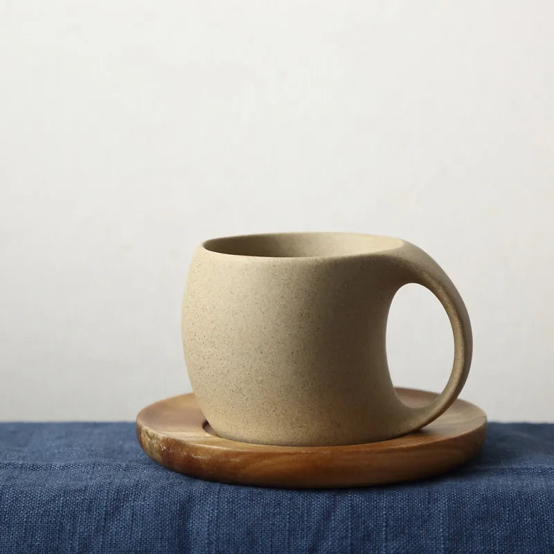 Ceramic Coffee Cup and Saucer Set, Ergonomic Handle, 220 ml, view 6