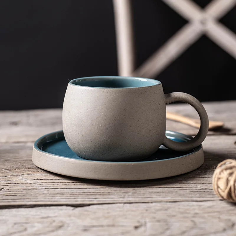 Stoneware Coffee Cup and Saucer Japanese Style Two Tone, view 10