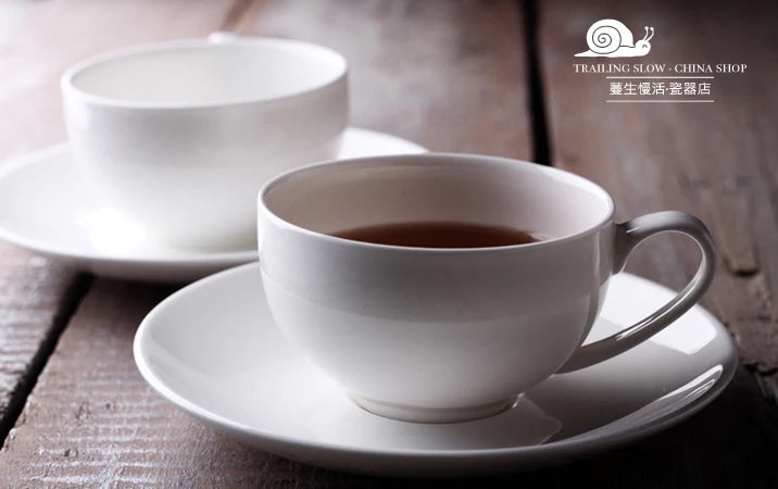 Bone China Tea Cup and Saucer Set 250 ml Classic White, view 3
