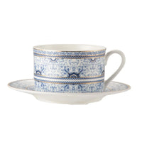 Ceramic Turkish Coffee Cups with Saucer 180 ml Blue and White