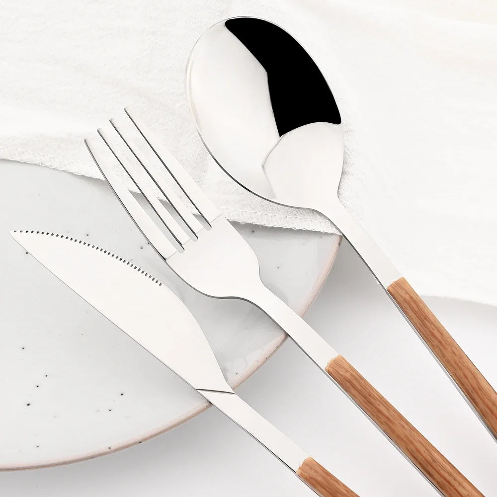 Wooden Handle Stainless Steel Cutlery Set