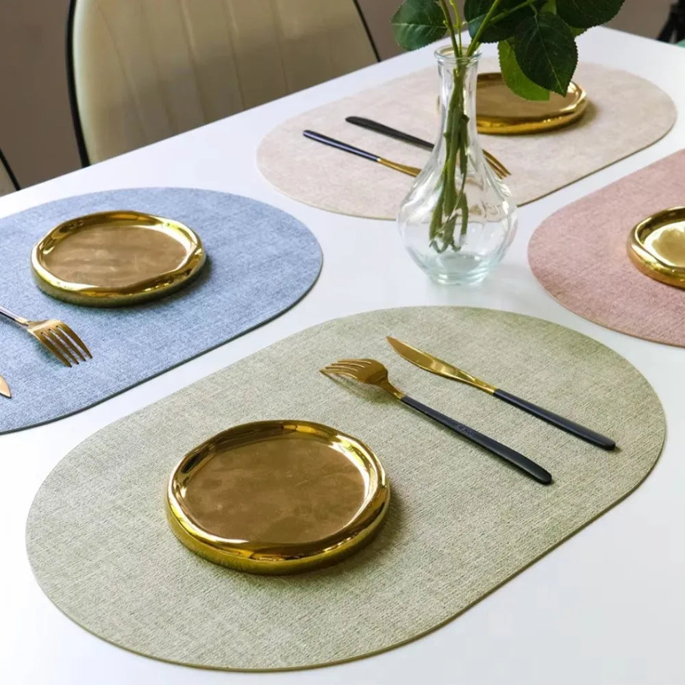 Faux Leather Oval Placemats - Set of 4/6