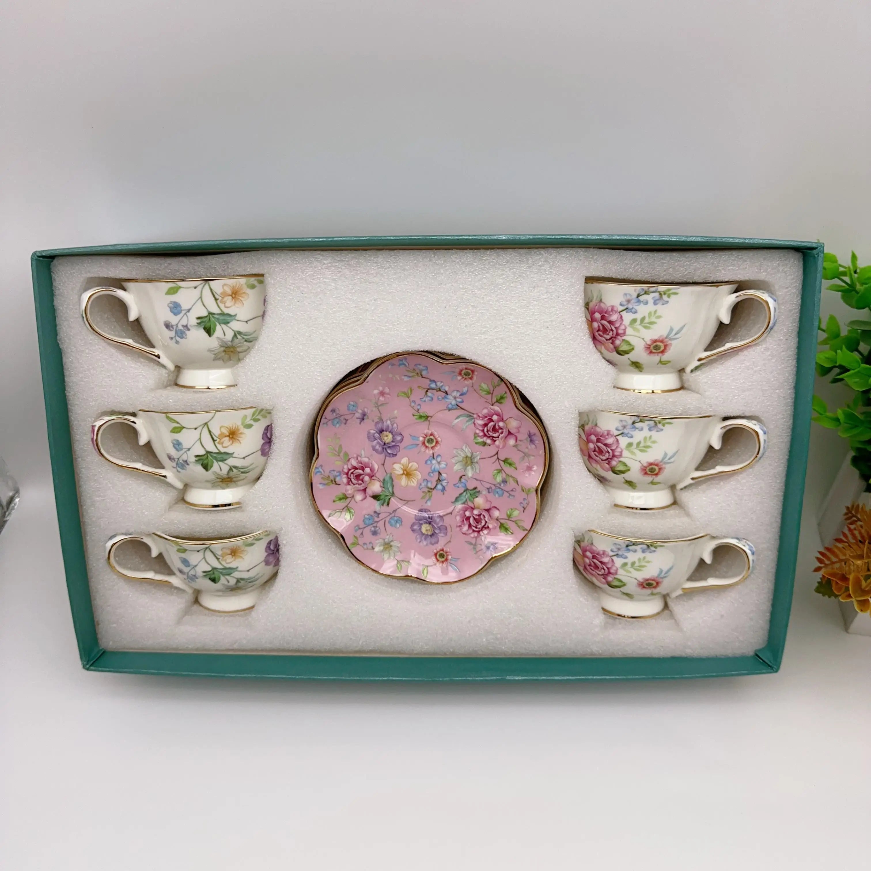 European Floral Coffee Cup Set 90ml (12 Piece)