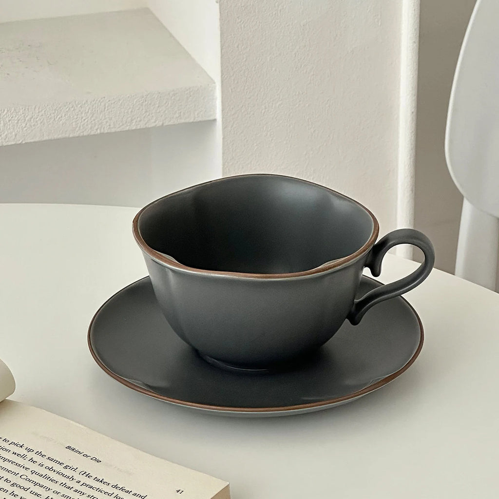French Retro Ceramic Coffee Cup and Saucer 280 ml Matte, view 10