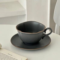 French Retro Ceramic Coffee Cup and Saucer 280 ml Matte