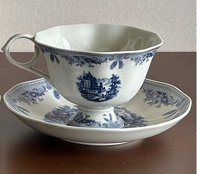 French Porcelain Coffee Cup and Saucer 200 ml Toile Print, view 3
