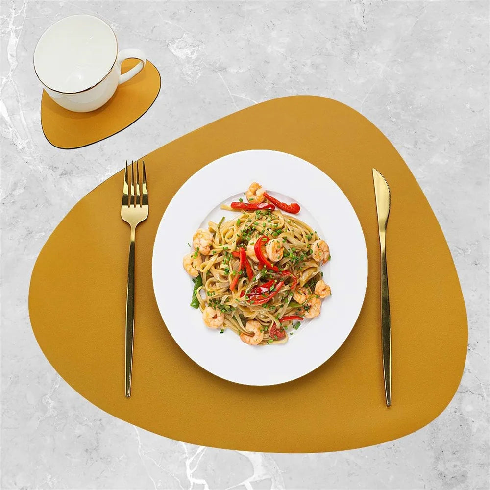 Irregular Shape PU Leather Placemats Set