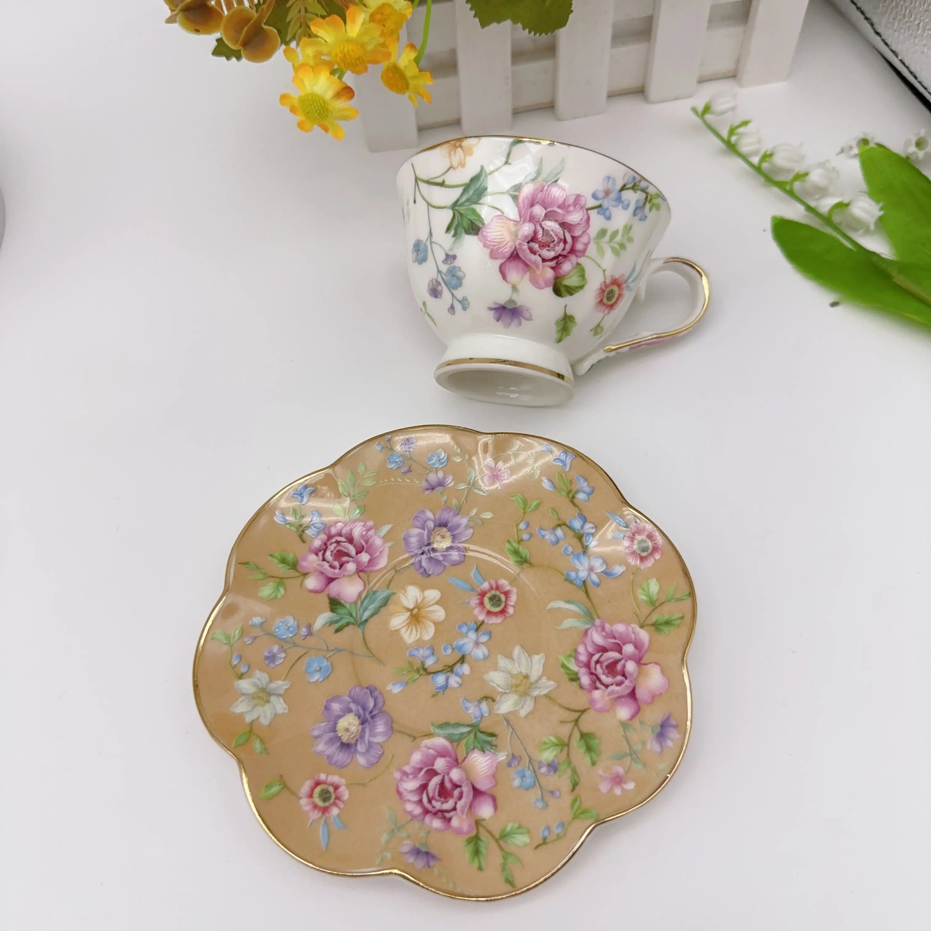 European Floral Coffee Cup Set 90ml (12 Piece)