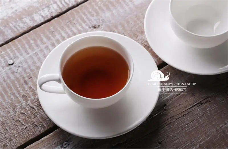 Bone China Tea Cup and Saucer Set 250 ml Classic White, view 6