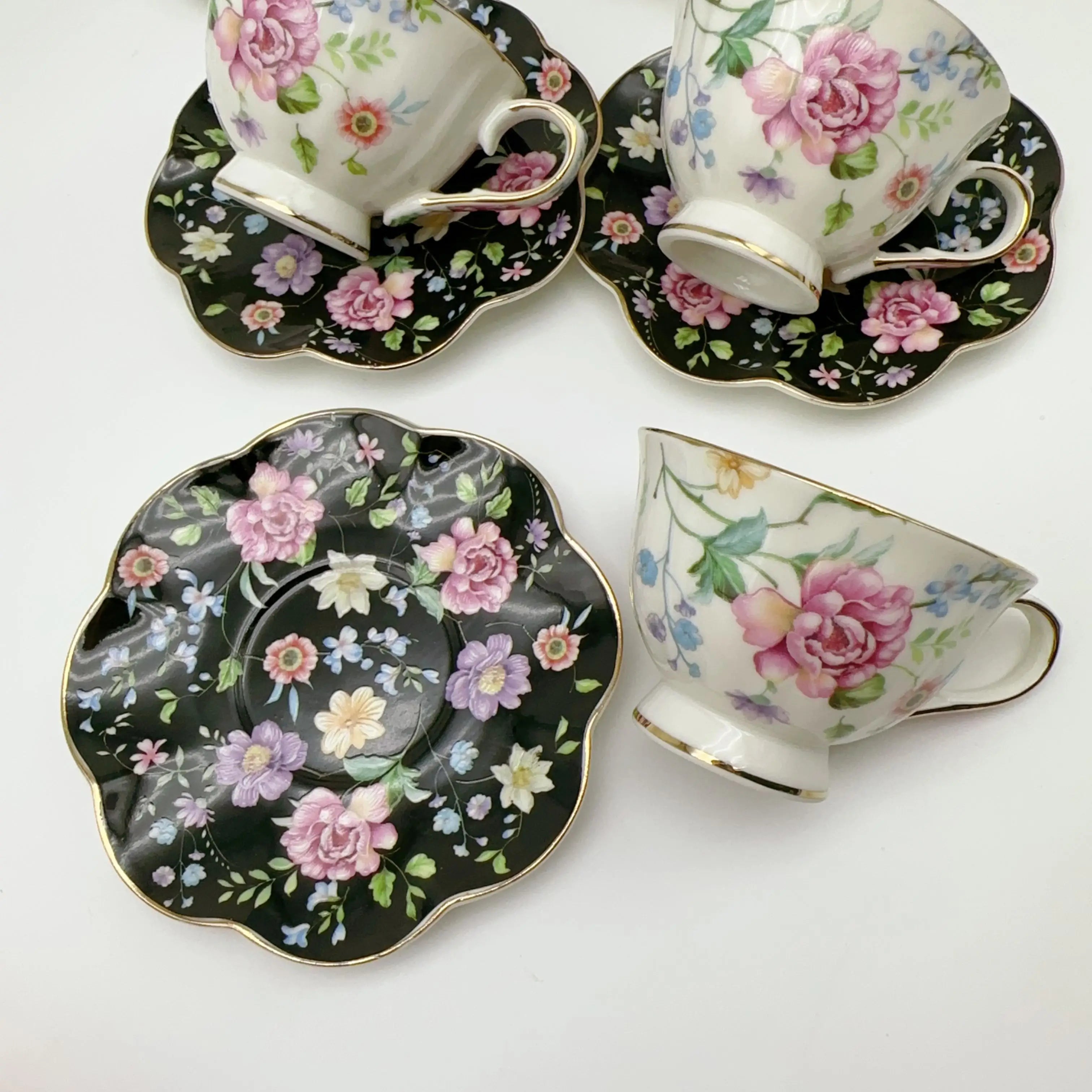 European Floral Coffee Cup Set 90ml (12 Piece)