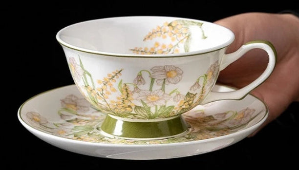 Porcelain Tea Cup and Saucer Set 260 ml Floral Gift Box, view 8