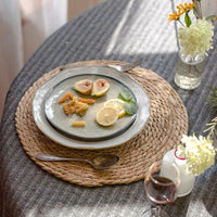Round Rattan Table Mats — Natural Woven Fiber, Set of 6
