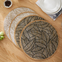 Bohemian Printed Round Linen Placemats 6-Pack 38 cm