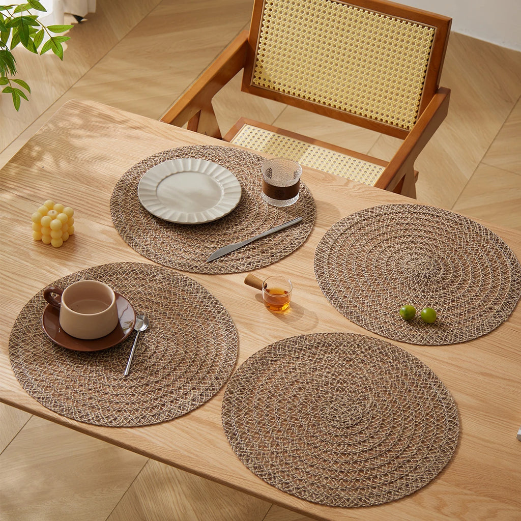 Round Jute Table Mats, Rustic Woven, Set of 6, view 6
