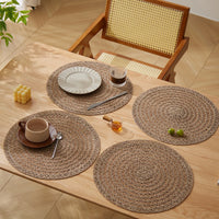 Round Jute Table Mats — Rustic Woven, Set of 6