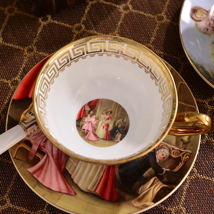 Bone China Coffee Cup and Saucer 180 ml Rococo Painting, view 9