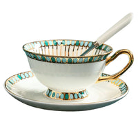 Bone China Coffee Cups Set for 2 with Stand