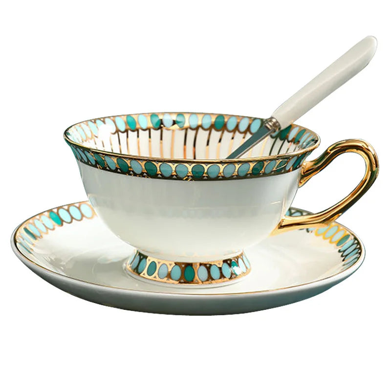 Bone China Coffee Cups Set for 2, With Spoons and Stand, view 5