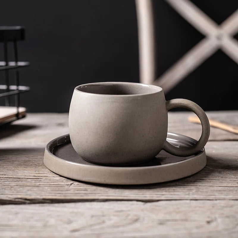 Stoneware Coffee Cup and Saucer Japanese Style Two Tone, view 12