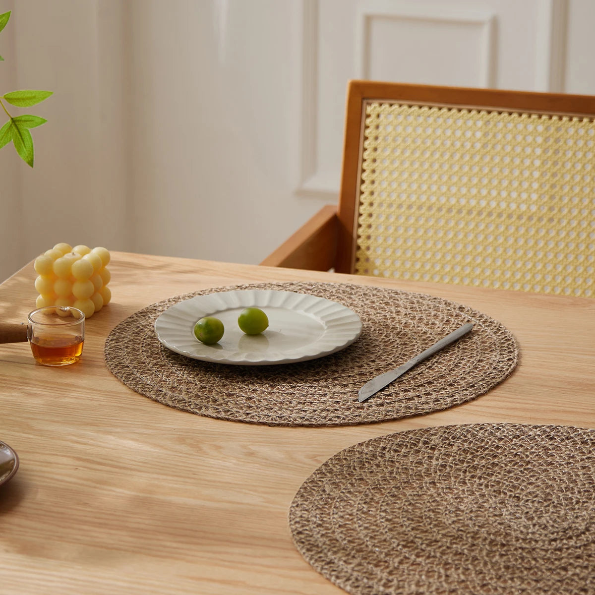 Round Jute Table Mats, Rustic Woven, Set of 6, view 5