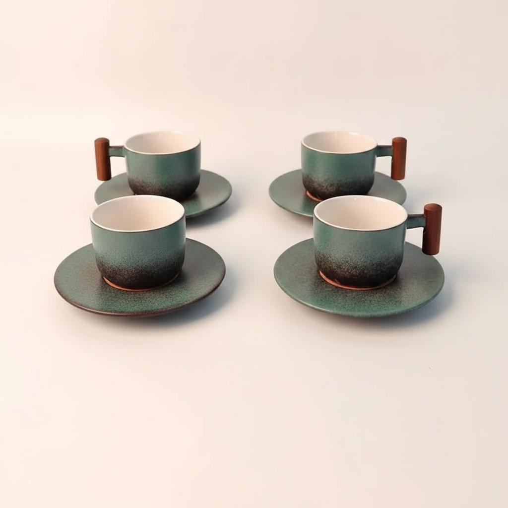 [IA] Green cup saucer set / 130ml | 5-set-clarity